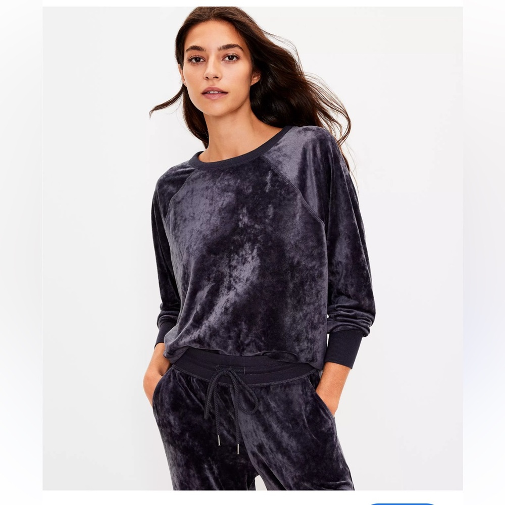 Lou & Grey Crushed Velour Velvet Sweatshirt